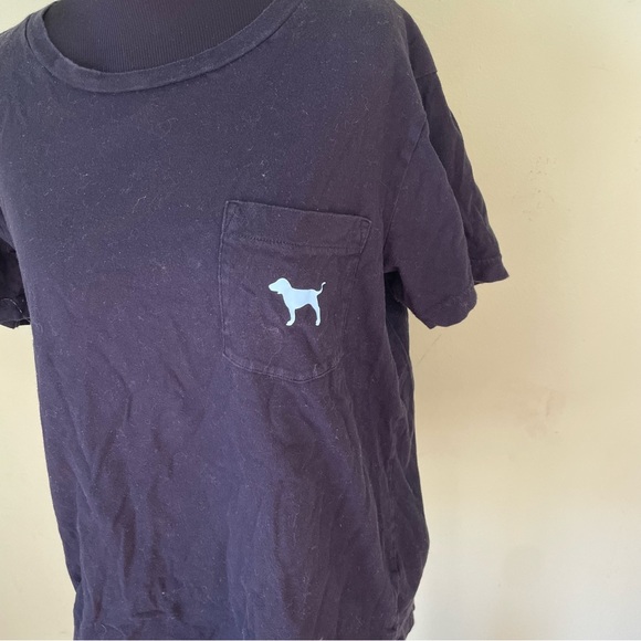 PINK VICTORIAS SECRET BLACK BLUE DOG GRAPHIC T SHIRT SIZE SMALL - Picture 3 of 4